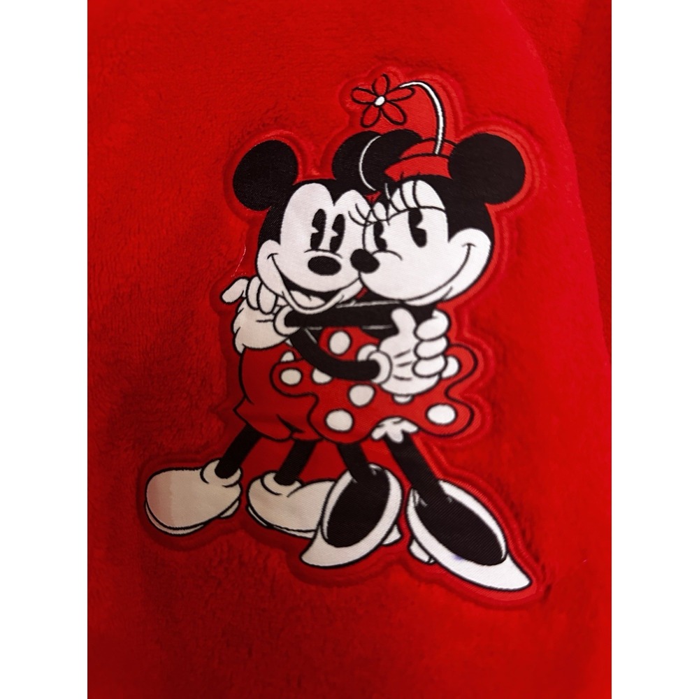 Disney Jacket Sz S Mickey Mouse & Minnie Mouse‎ Red Fleece Zip Up Jacket